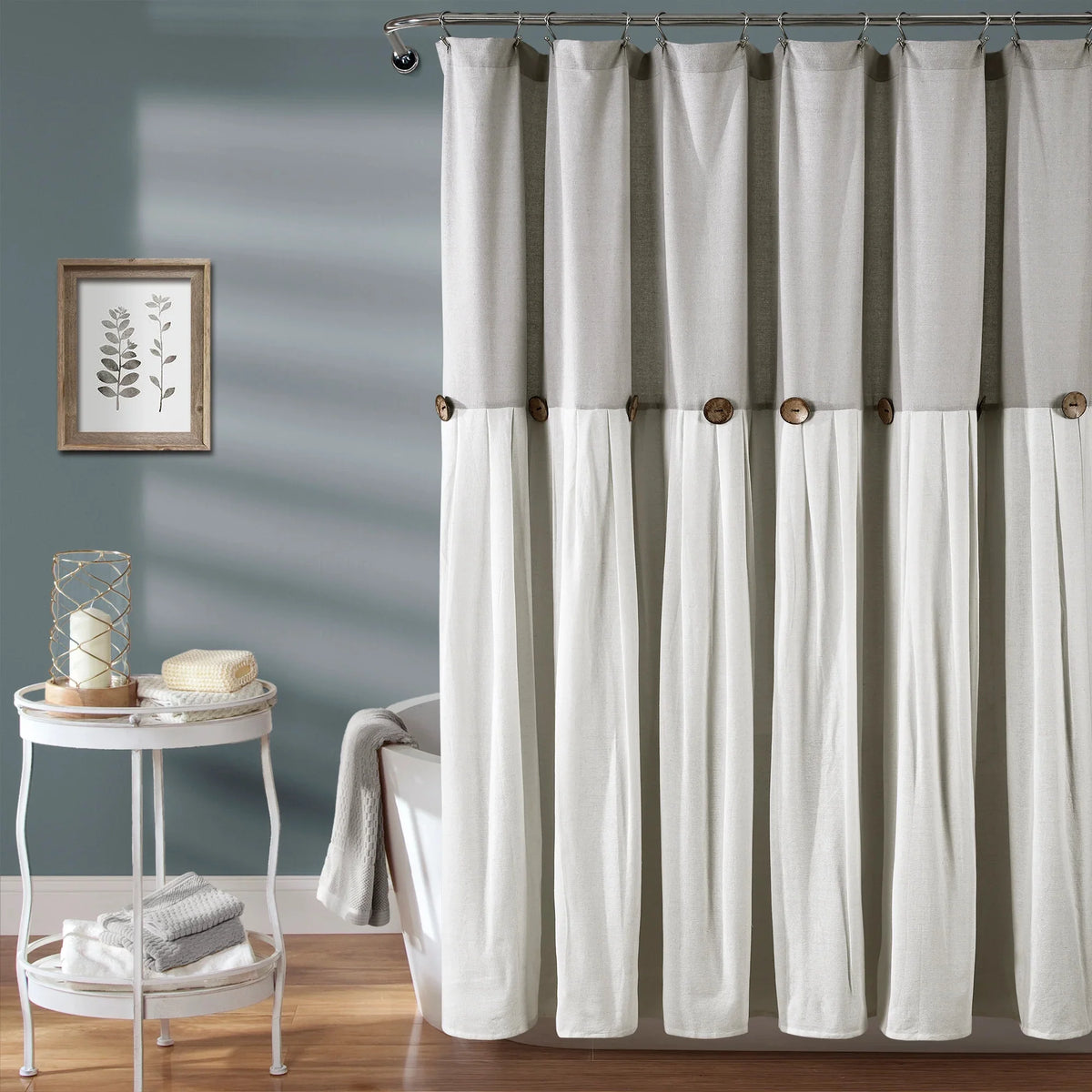 Gray Cotton Blend Shower Curtain J964239