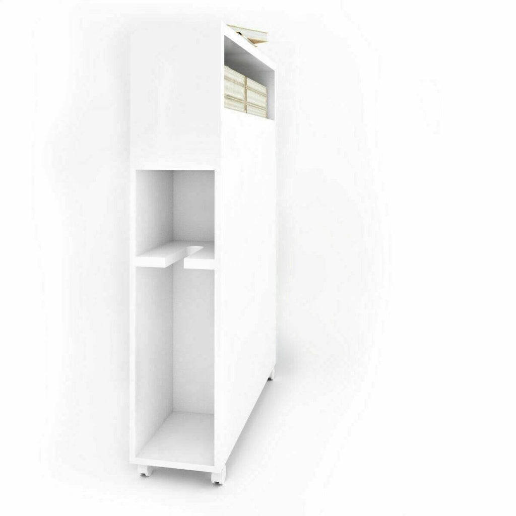 White Wooden Storage Cabinet Organizer with 4 Casters R850