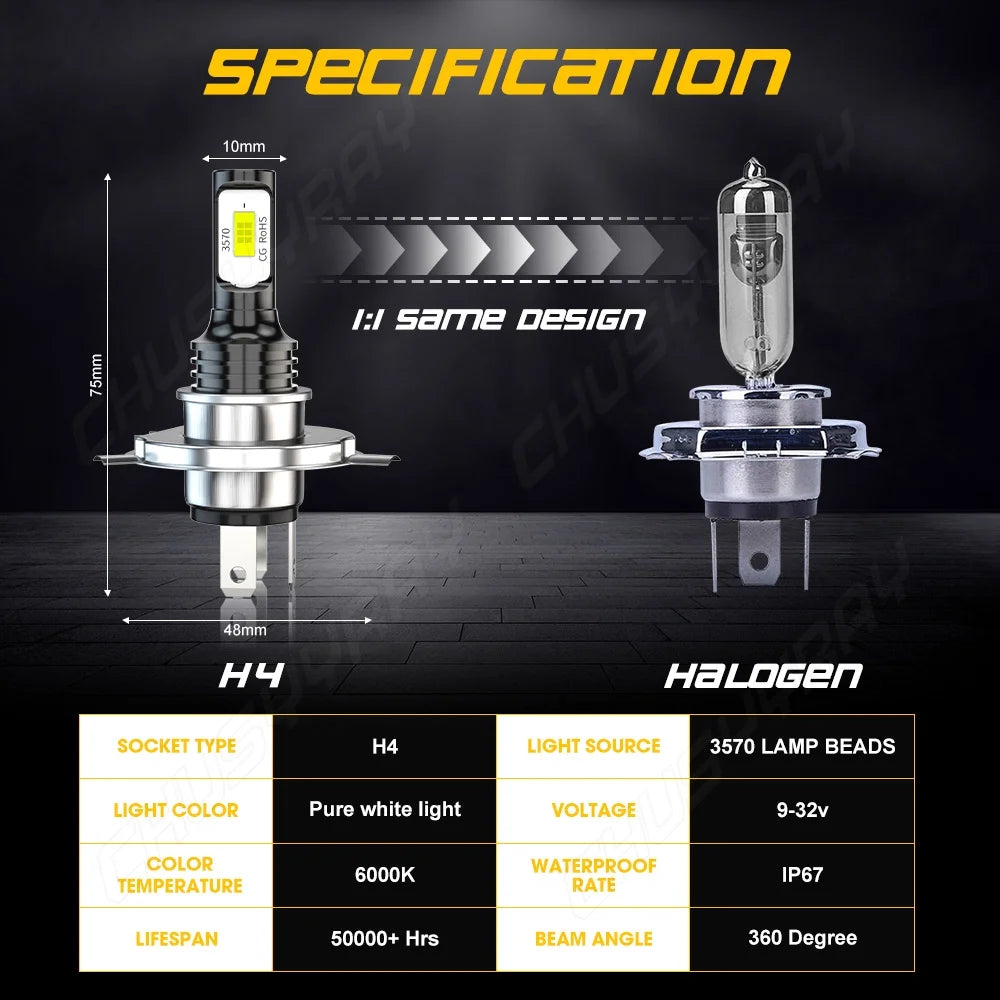 4x Combo LED Bulbs Kit Headlight Foglight White H4/9003+H11/H8 U991