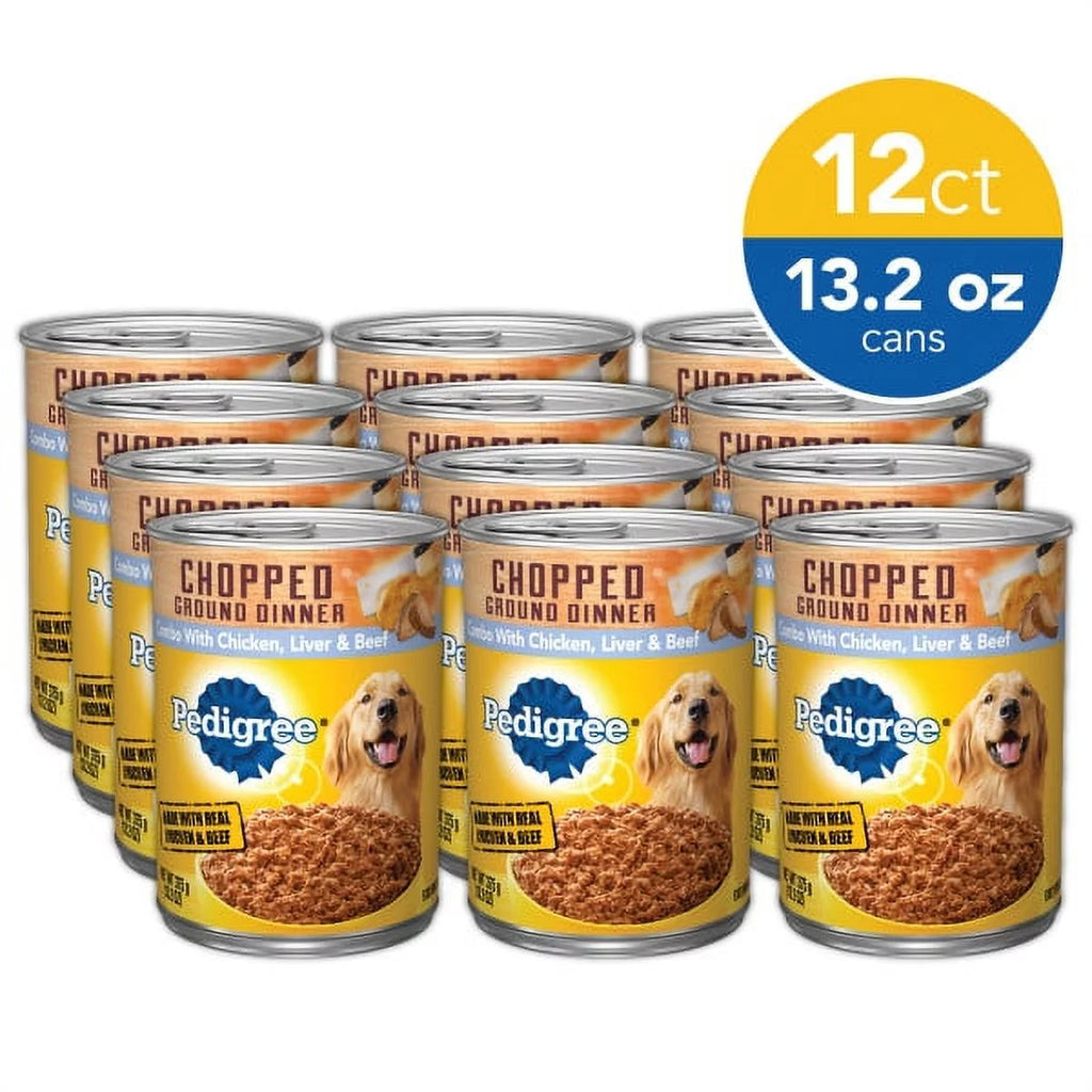 Chicken Beef & Liver Chopped Ground Dinner Wet Dog Food, 13.2 oz Cans, 12 Pack O667941