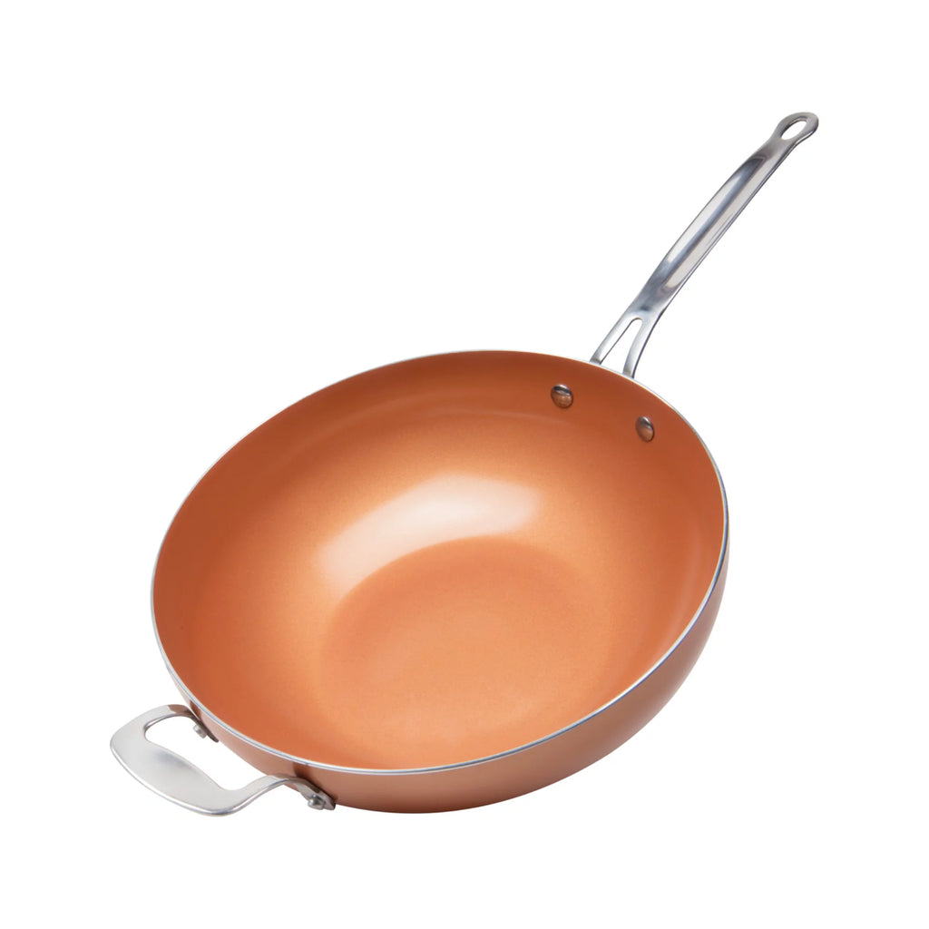 12" Non-Stick Copper Wok with Lid N911744