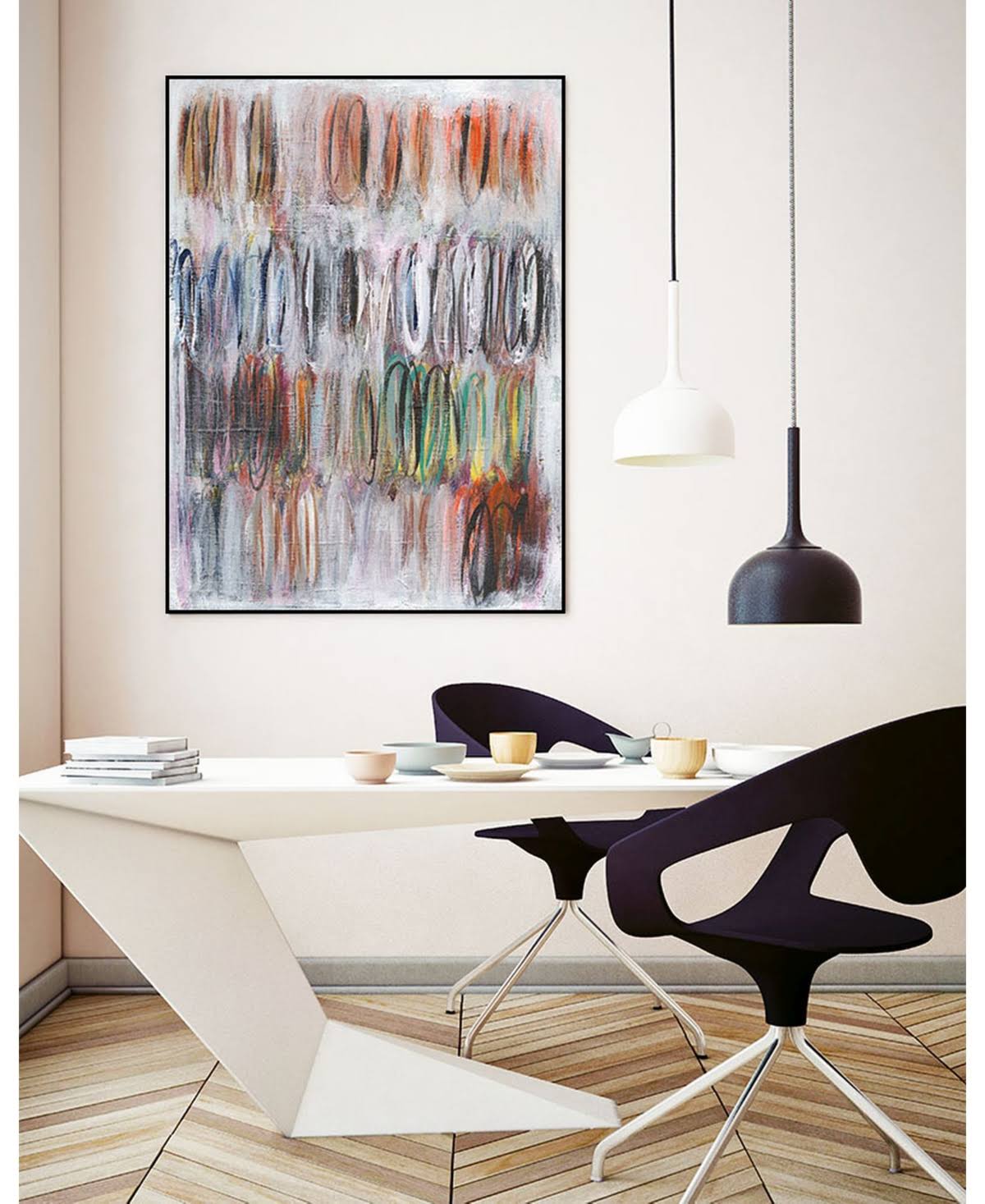 Tan Framed Canvas Art Block L177088