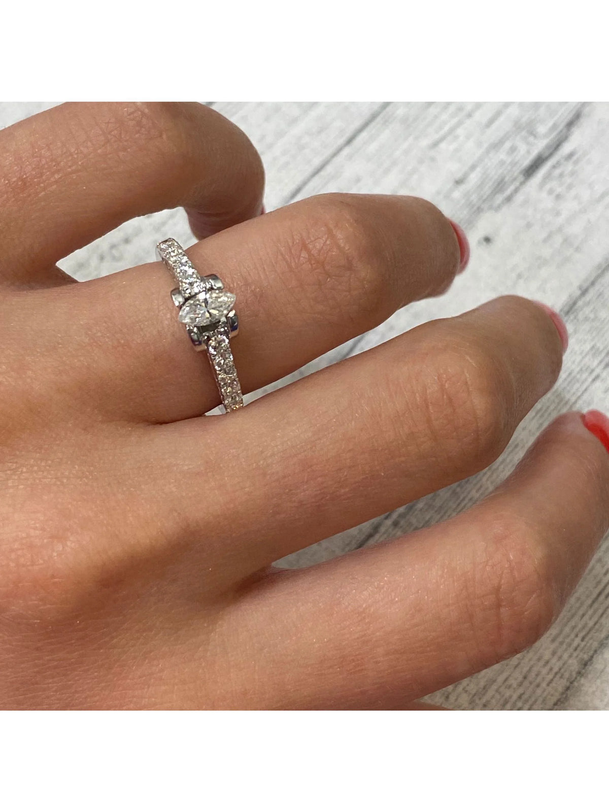 14K White Gold Diamond Accented Engagement Ring J71959
