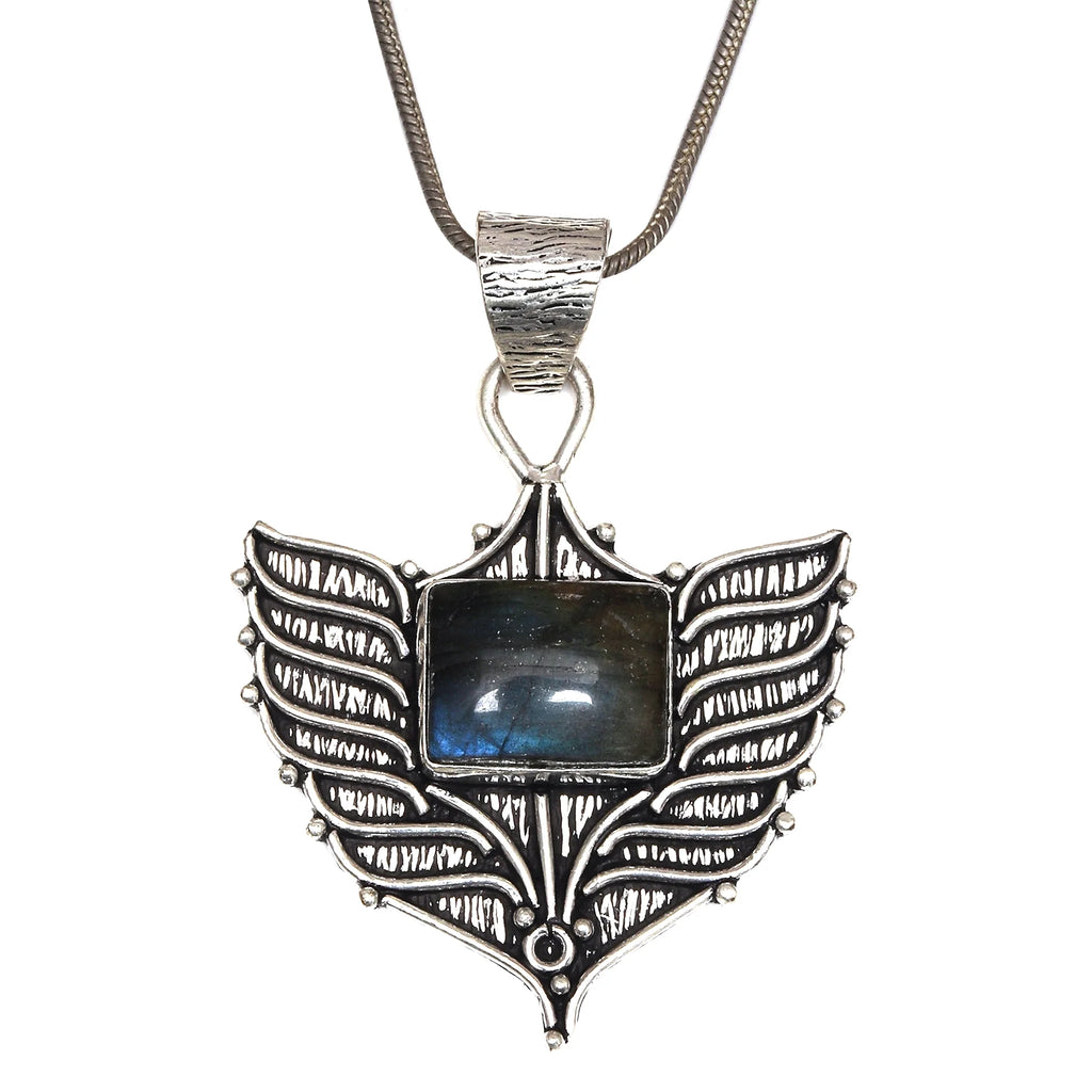 Silver 925 Sterling Garnet Gemstone Necklace Labradorite Jewelry Handmade I8978