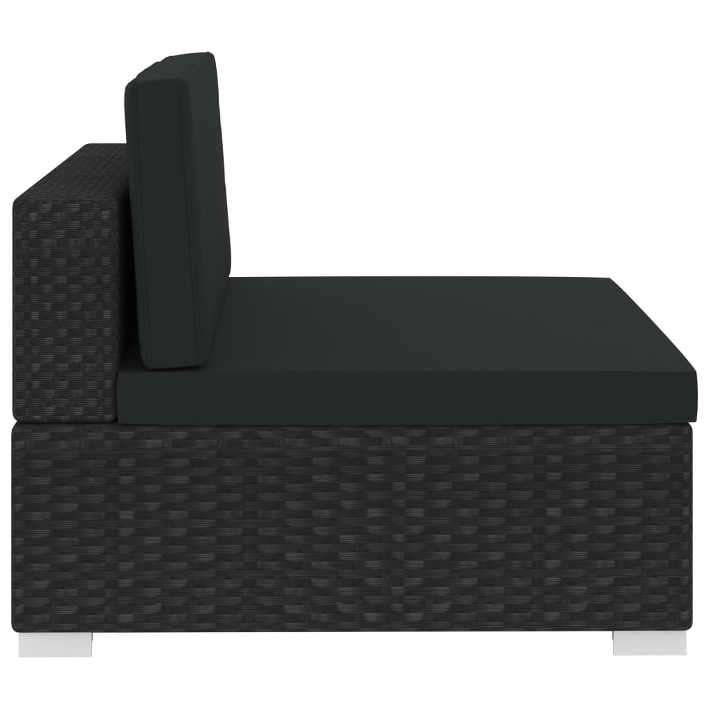 Black Poly Rattan Patio Sofa Set with Cushions C67501