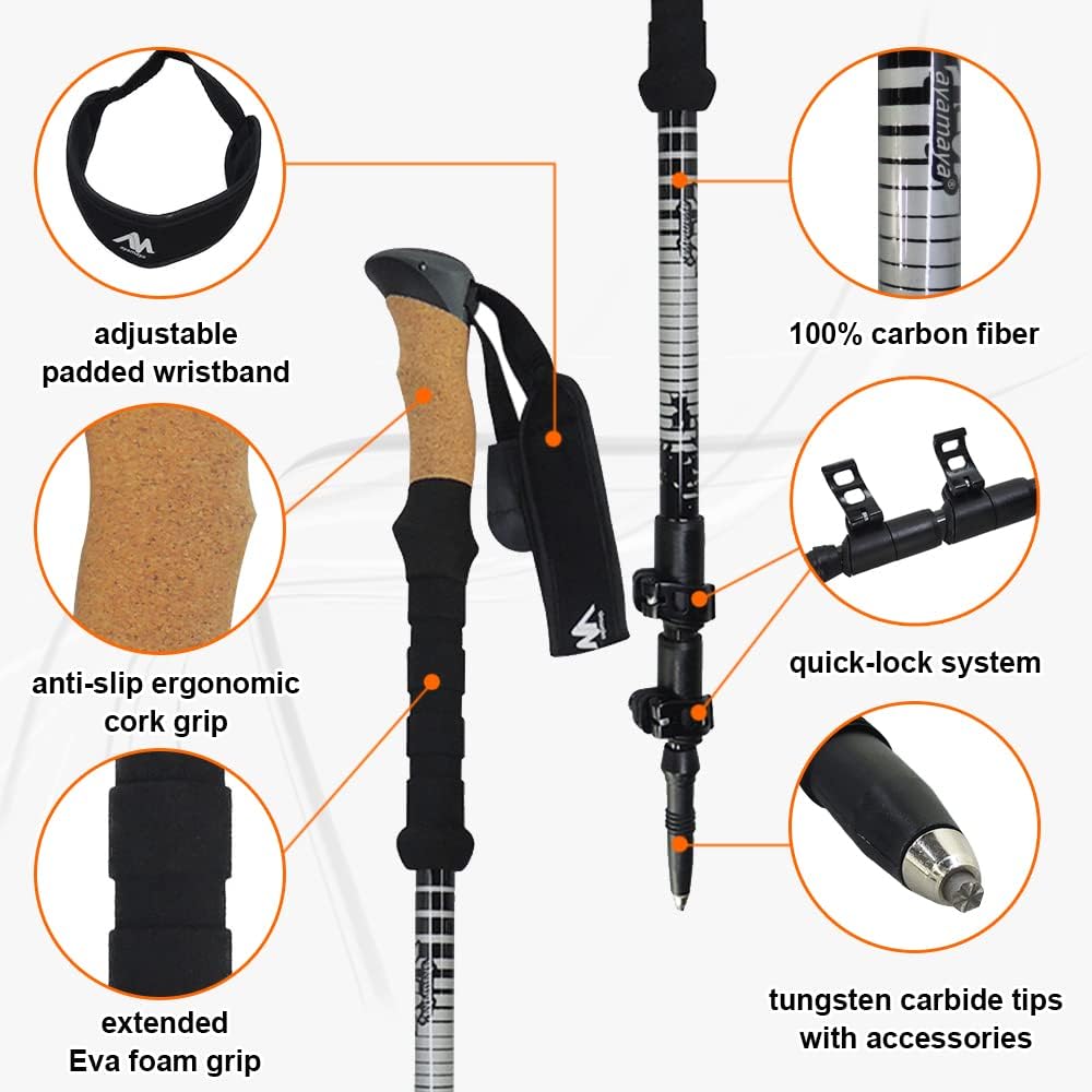 Carbon Fiber Trekking Poles with Cork Handle Y990650