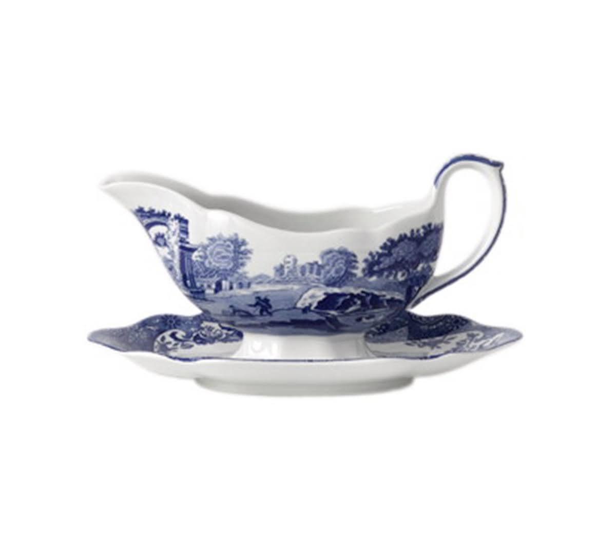 Blue Italian Sauce Boat and Stand C558126
