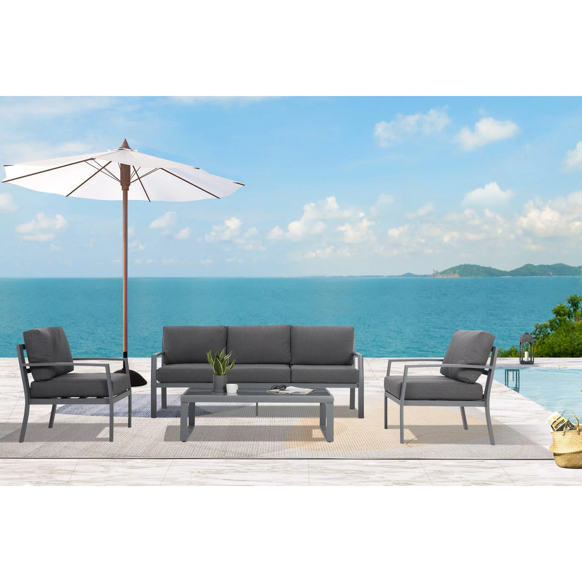 4 Piece Metal Patio Furniture Set with Cushions S2908