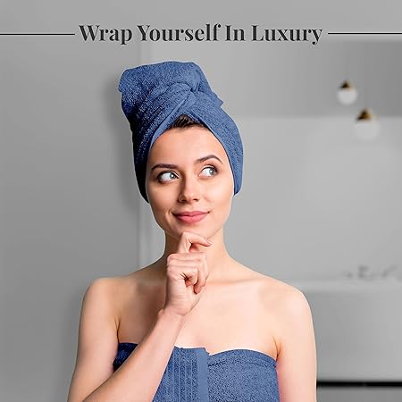 Pack of 4 Extra Large 100% Cotton Bath Towels 30 x 60 Inches Blue J817