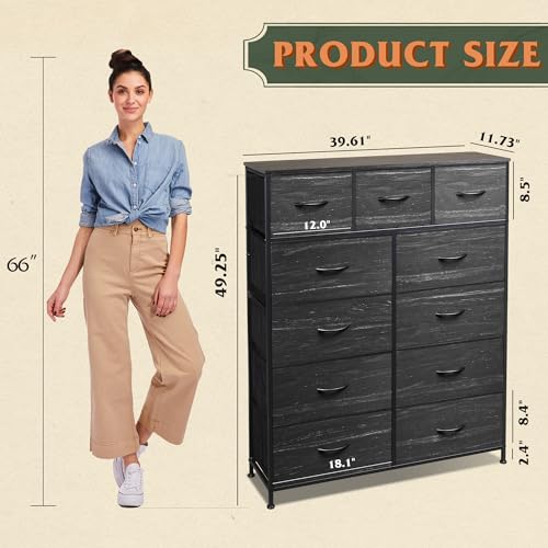 Tall Fabric Dresser with 11 Drawers H9527