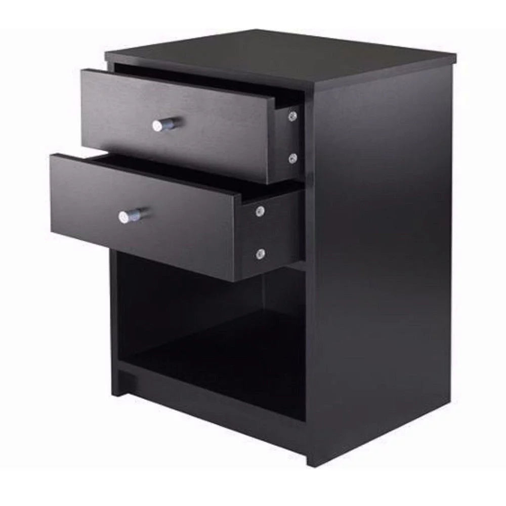 2 Drawer Black Wooden Nightstand X795