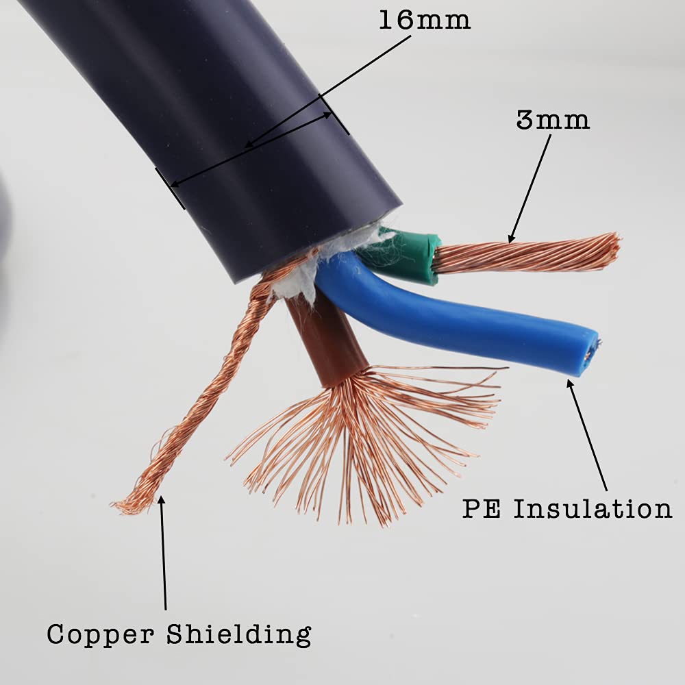 12AWG HiFi Power Cord 125V 15A 3-Prong Audiophile AC Power Cable with US Connector Plug (1.5M / 4.92FT) Pack of 2 O7369