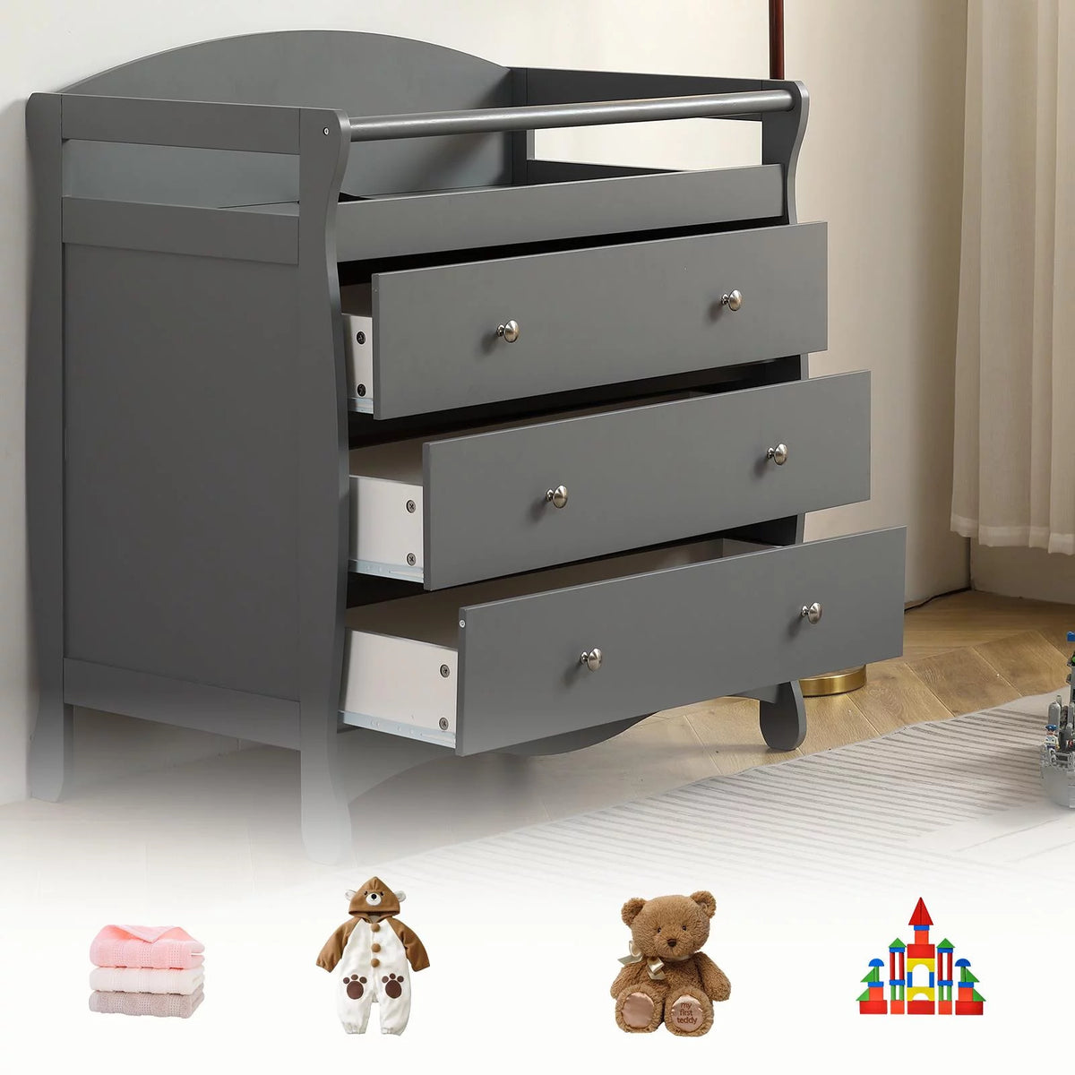 Gray 3 Drawer Changing Dresser G2966