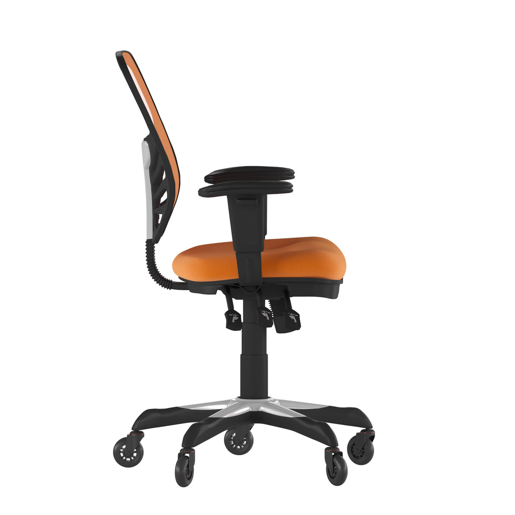 Orange Mesh Ergonomic Office Chair with Adjustable Arms B26242