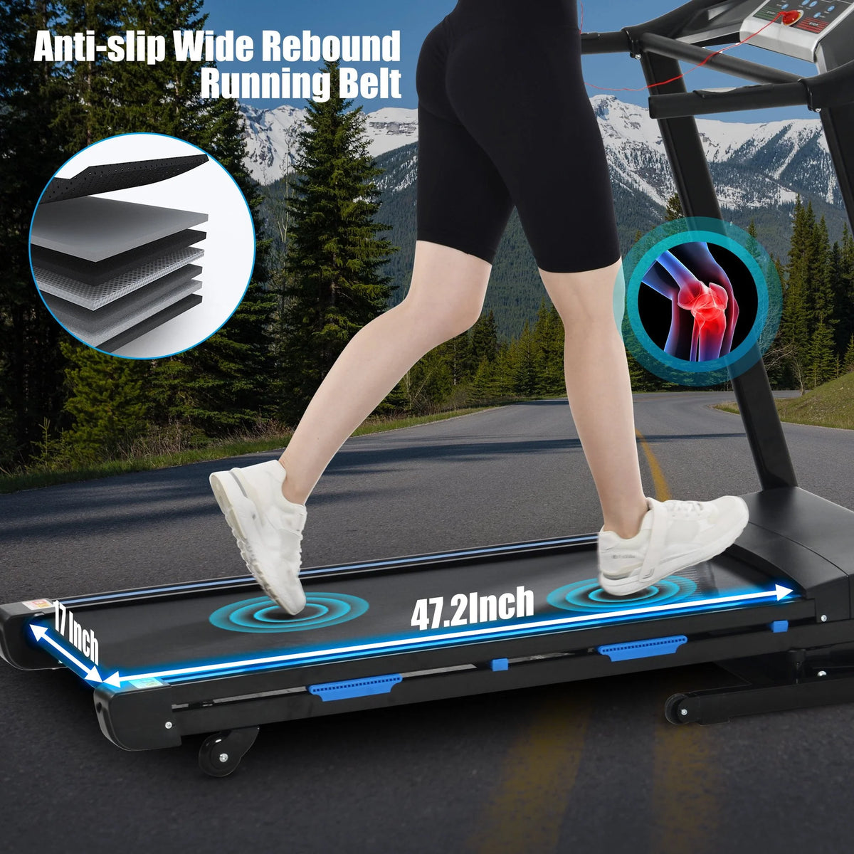 3.25HP Folding Electric Treadmill 9mph 15-Level Auto Incline Black U223998