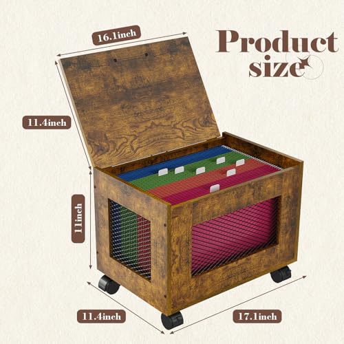 Rolling File Cabinet Cart with Lid for Letter & Legal Size M96838