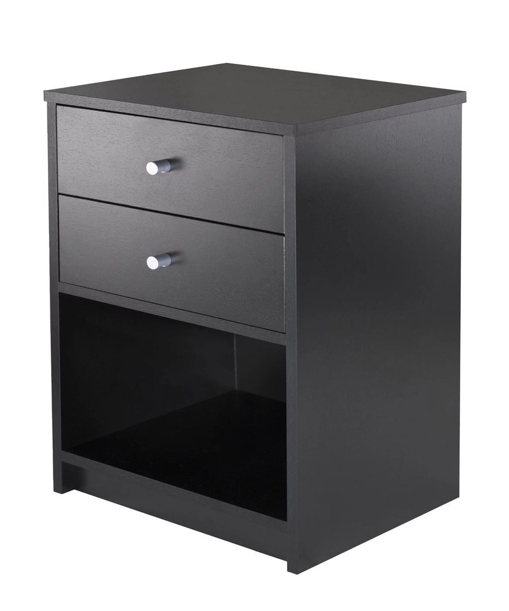 2 Drawer Black Wooden Nightstand X795
