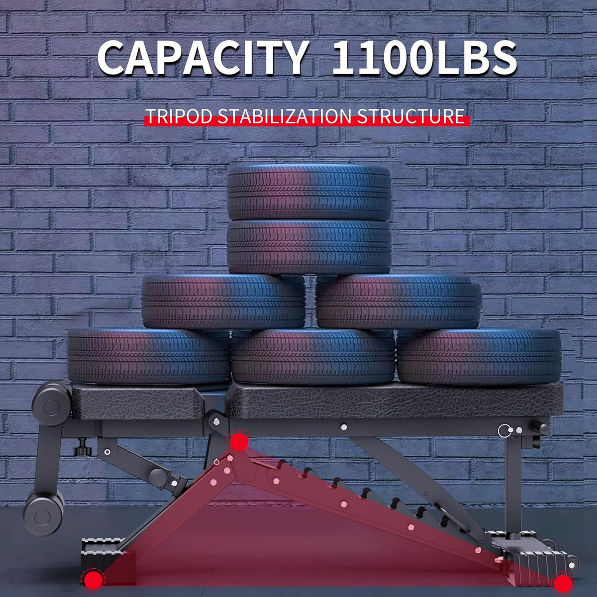 Adjustable Weight Bench, 1100 LB Capacity Heavy-duty Foldable Flat/Incline/Decline Exercise Bench N291