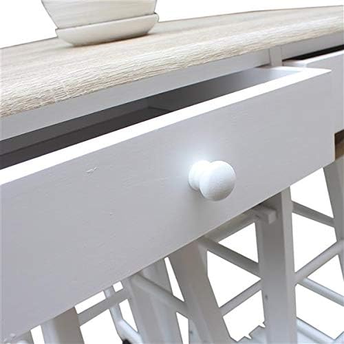 Foldable Dining Cart with Round Stools White J572692