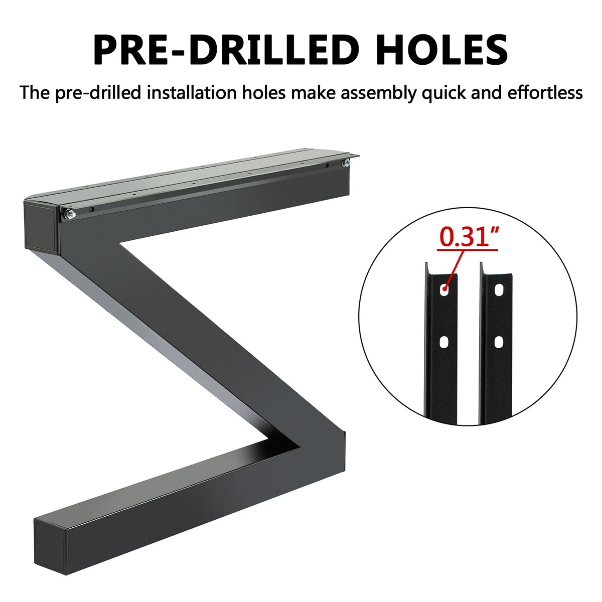 Set of 2 Metal Table Legs, 30" Height 28" Wide Heavy Duty Z-N Shaped D135116