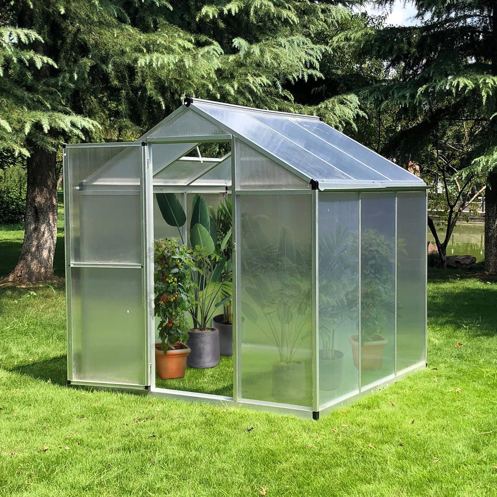 Walk-in Polycarbonate Greenhouse with Roof Vent T59185