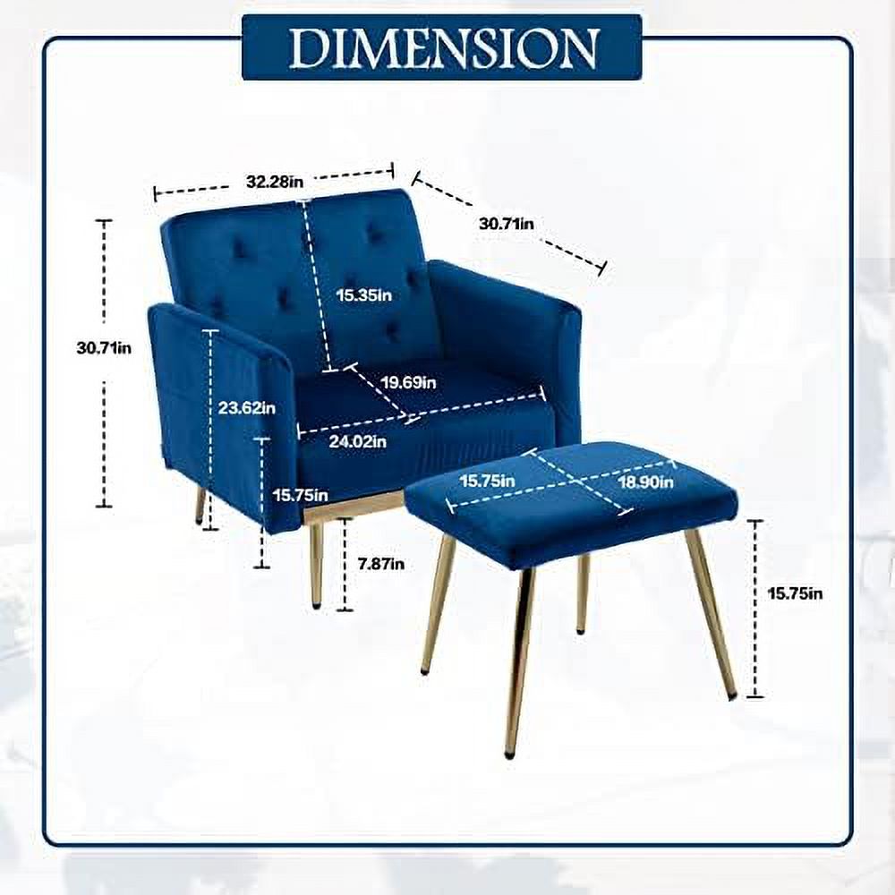 Velvet Accent Chair with Ottoman B200865