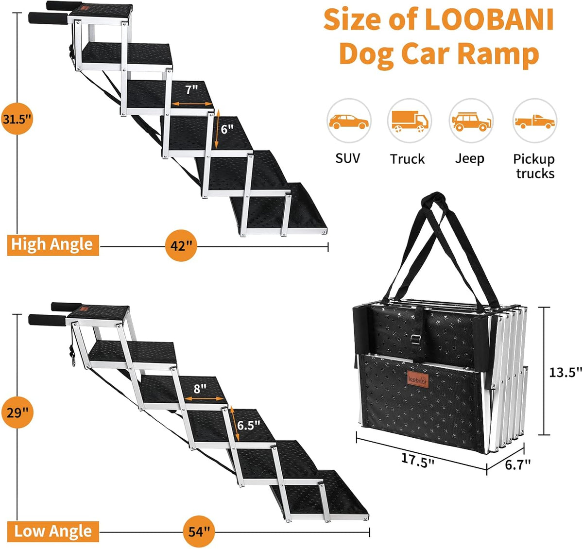 Folding Dog Ramp with Nonslip Surface O107