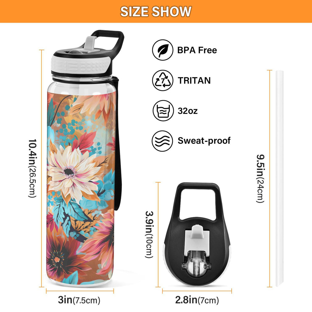 Blue and Pink 32oz Tritan Leakproof Water Bottle with Straw E5703