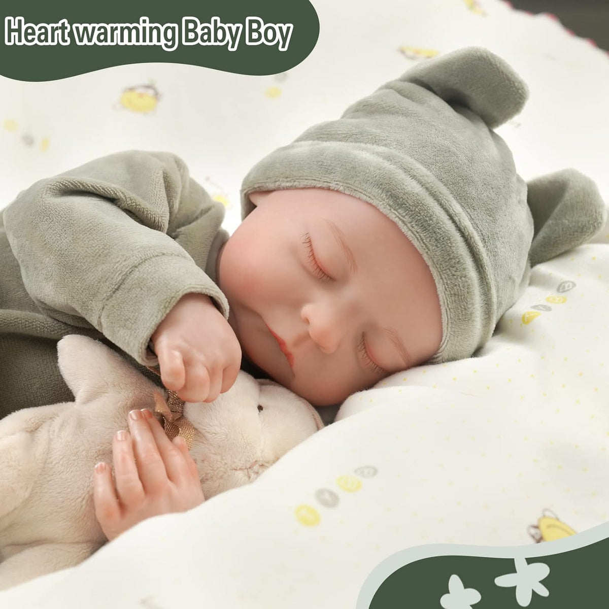 17-Inch Soft Cloth Body Realistic Newborn Sleeping Baby Doll L7869