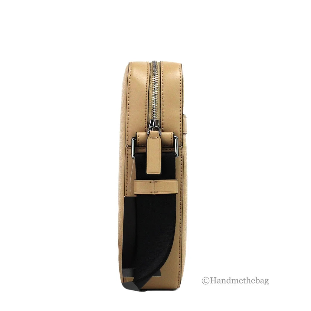 Camel Crossgrain Leather Crossbody Bag L601364