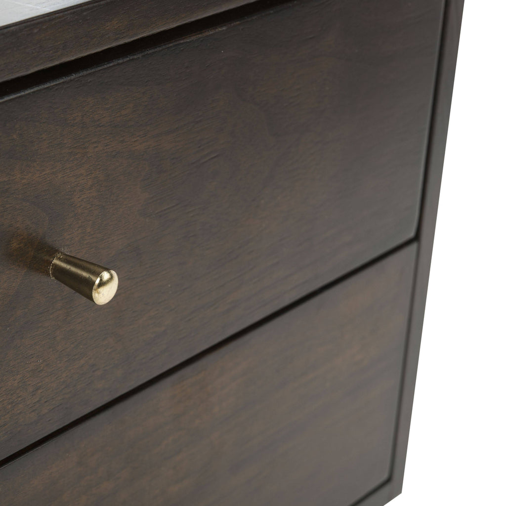 Walnut/Gold Cap Nightstand D902818