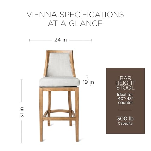 Weathered Oak Finish Sand Color Fabric Upholstered Counter Height Barstool, Set of 2 J3681