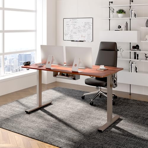 Black Electric Standing Desk with Clamp Power Strip P5840