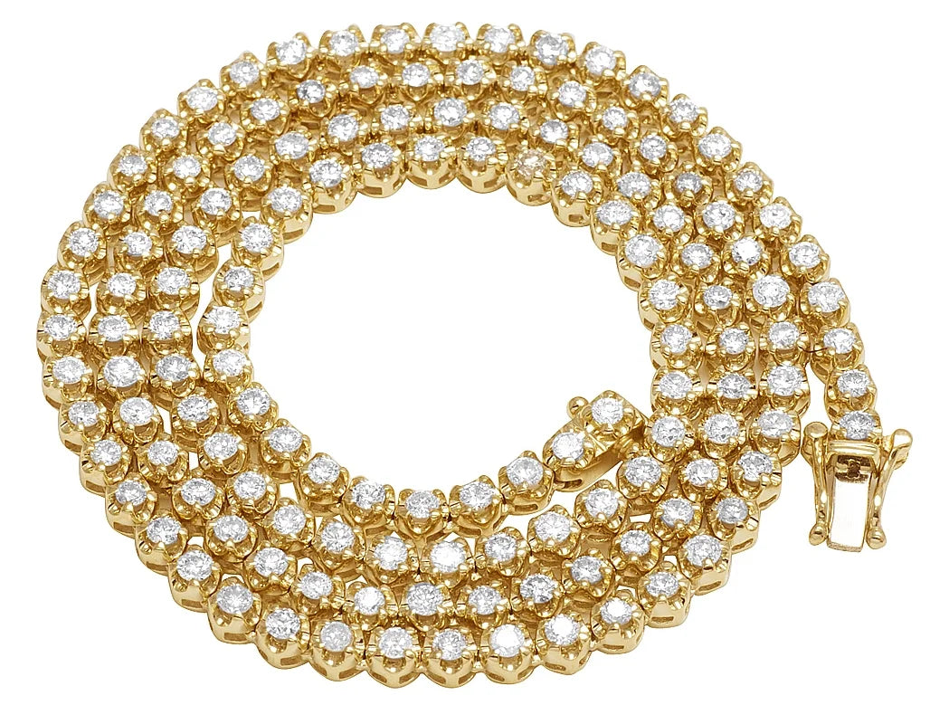 10K Yellow Gold Diamond Tennis Choker Necklace 4mm 21" 6.5CT P45456