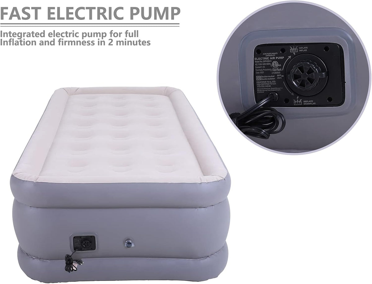 Single Air Mattress Camping Bed with Carry Bag & Repair Patch Kit H3470