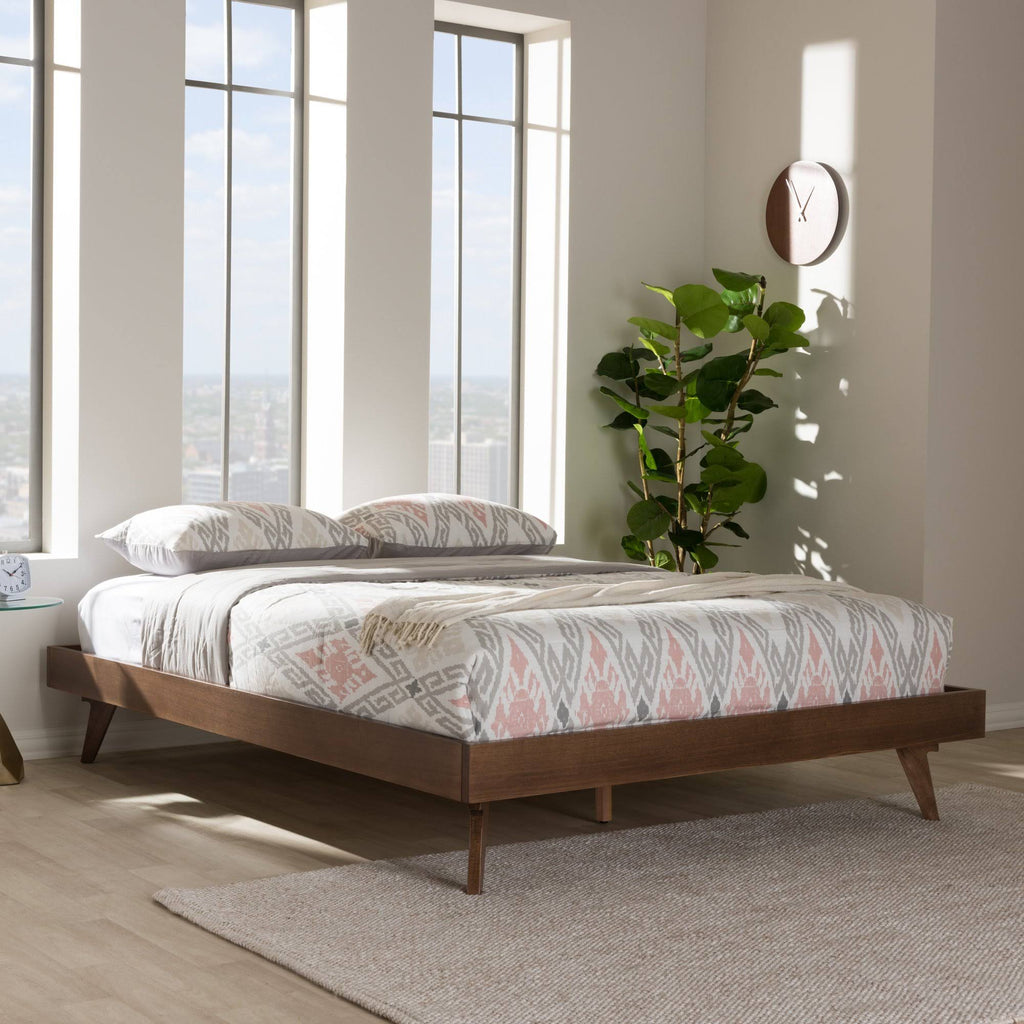 Solid Wood Bed Frame Full / Walnut Brown U355728