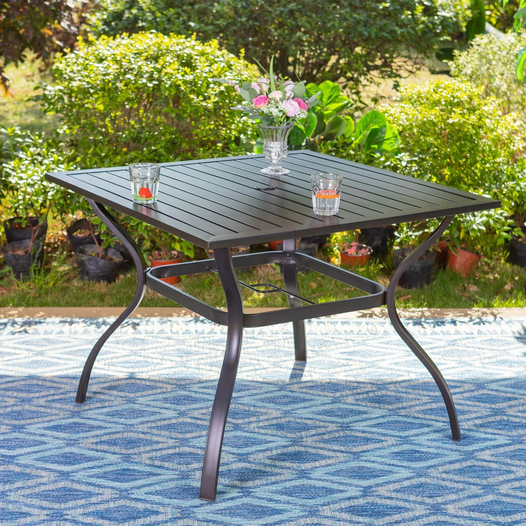 Outdoor Square Dining Table with Steel Frame F35050