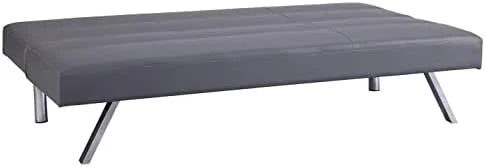 Faux Leather Convertible Futon Sofa Bed with Chrome Legs Q9845
