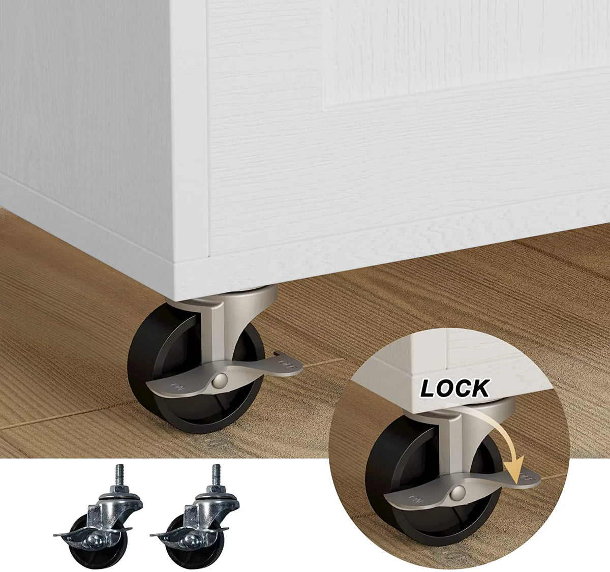 White Rolling Kitchen Island with Storage Cabinet M720