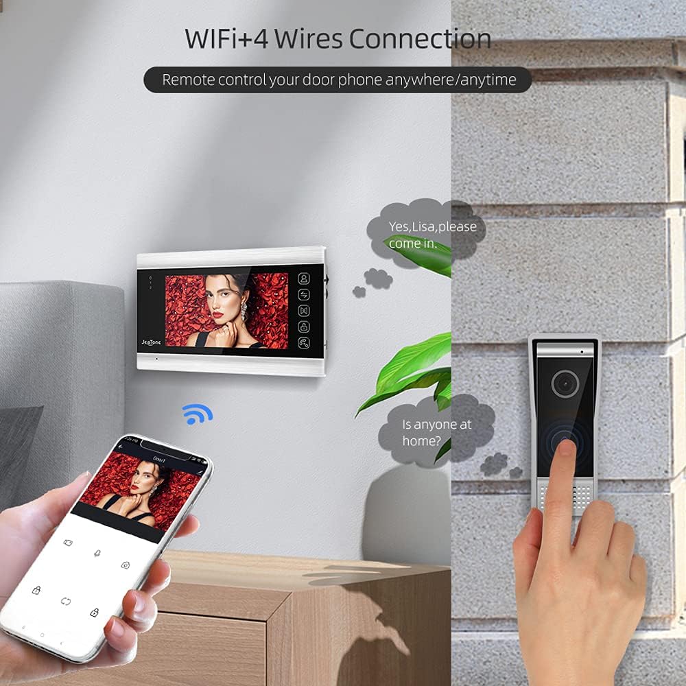 Video Door Phone Doorbell 4-Wired 7 Inch AHD Wi-Fi Intercom System with 720P Camera M357