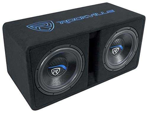 Dual 10" 2400w Car Subwoofers with Vented Sub Enclosure Box, 2 Ohm, Black X86071