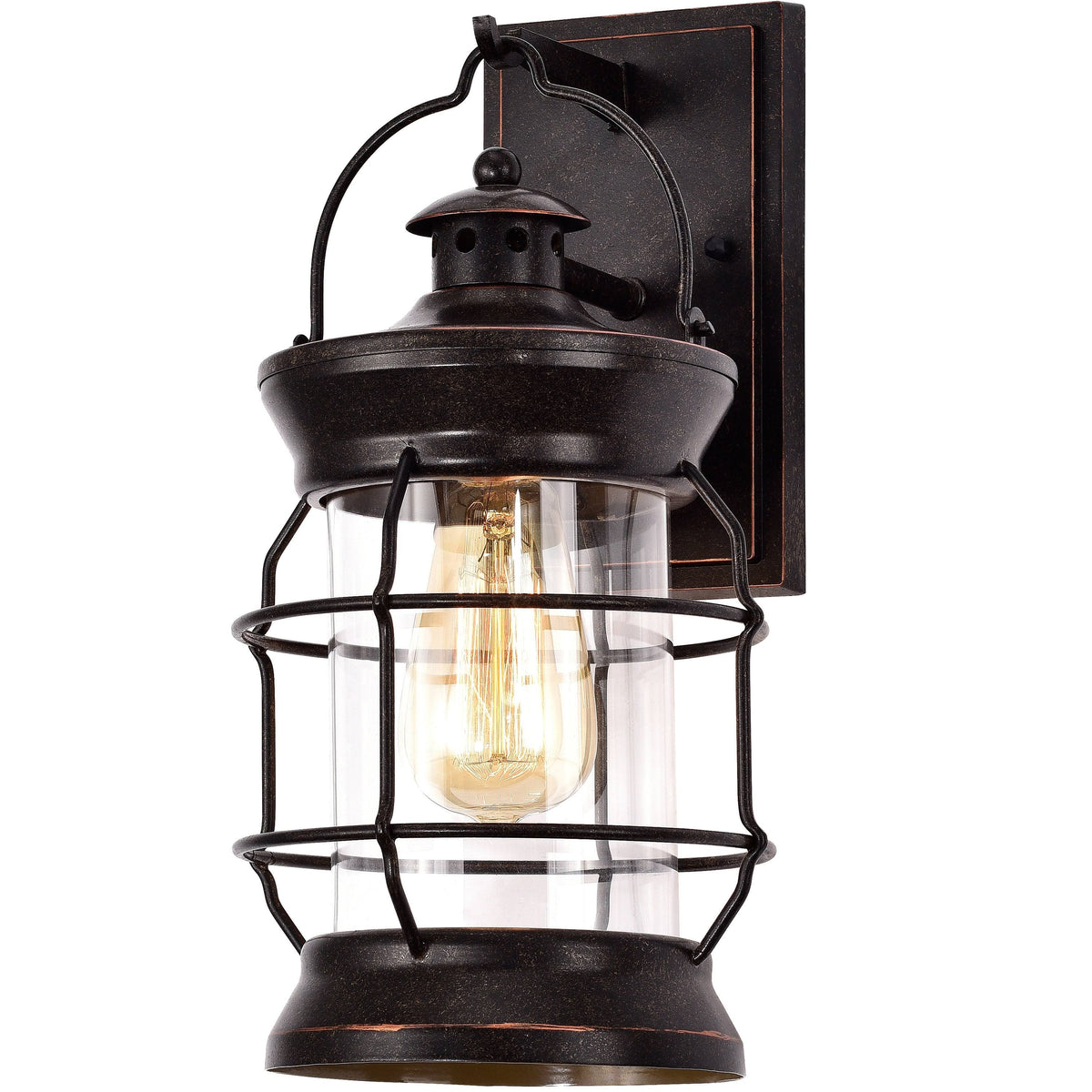 1-Light Oil Rubbed Bronze Outdoor Wall Lantern Sconce with Clear Glass M320