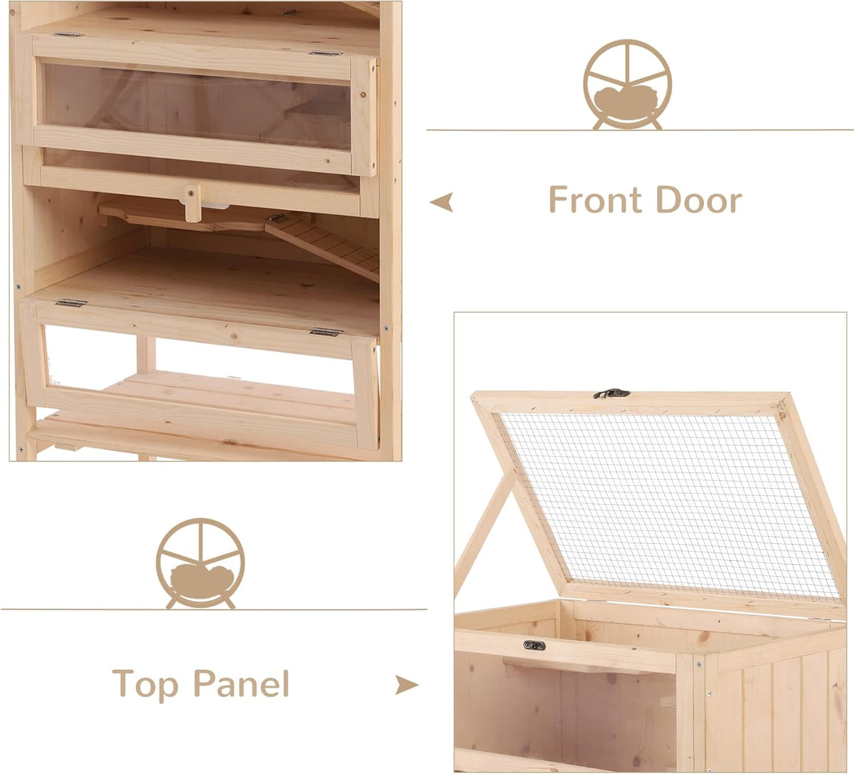 5-Tier Wooden Hamster Cage with Openable Top and Front Door Q3533