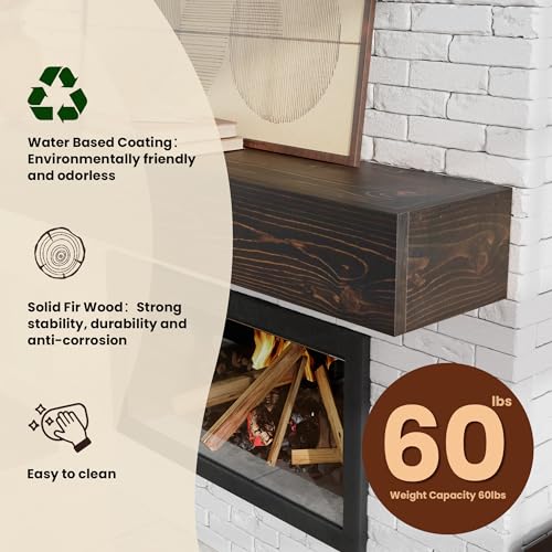 Oak Floating Mantel Shelf 60 X 9 X 6 inch T582854