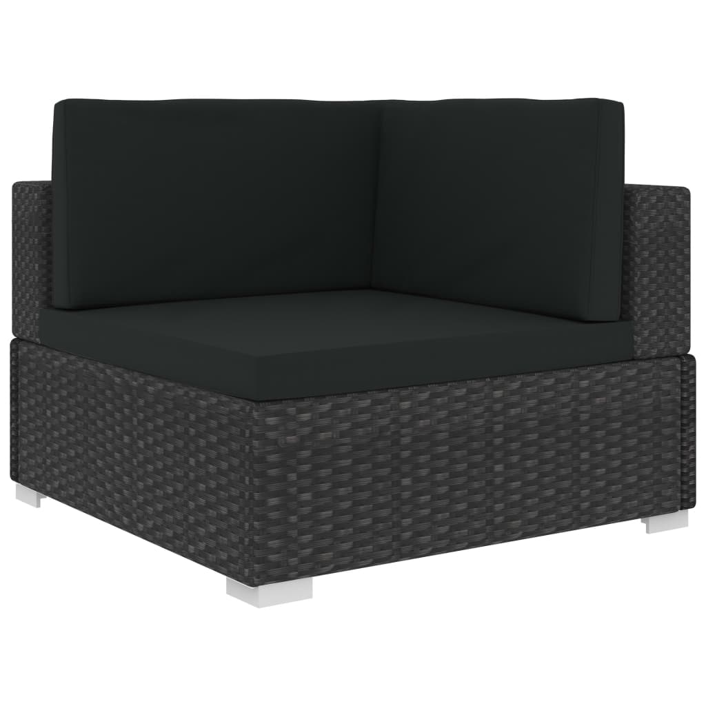 Black Poly Rattan Patio Sofa Set with Cushions C67501