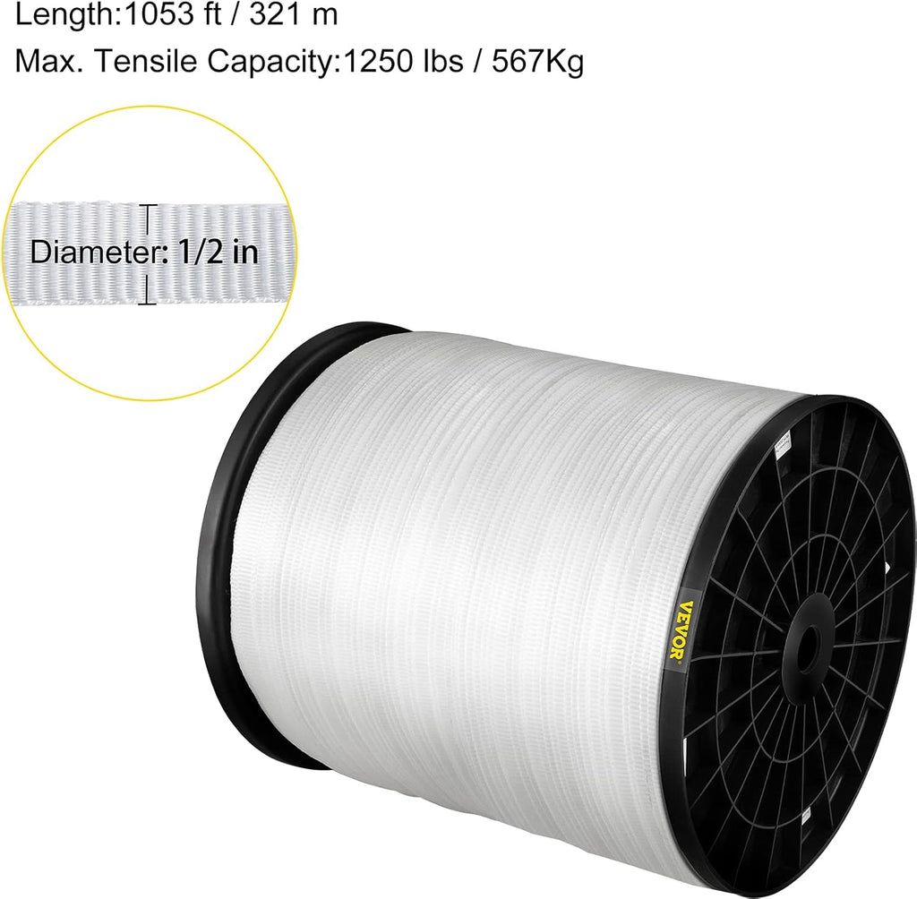 1250Lbs Polyester Pull Tape, 1053' x 1/2" Flat Tape, Pack of 2 Z476