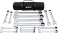 15pc SAE/INCH Ratcheting Wrench Set with Rollup Case A81304