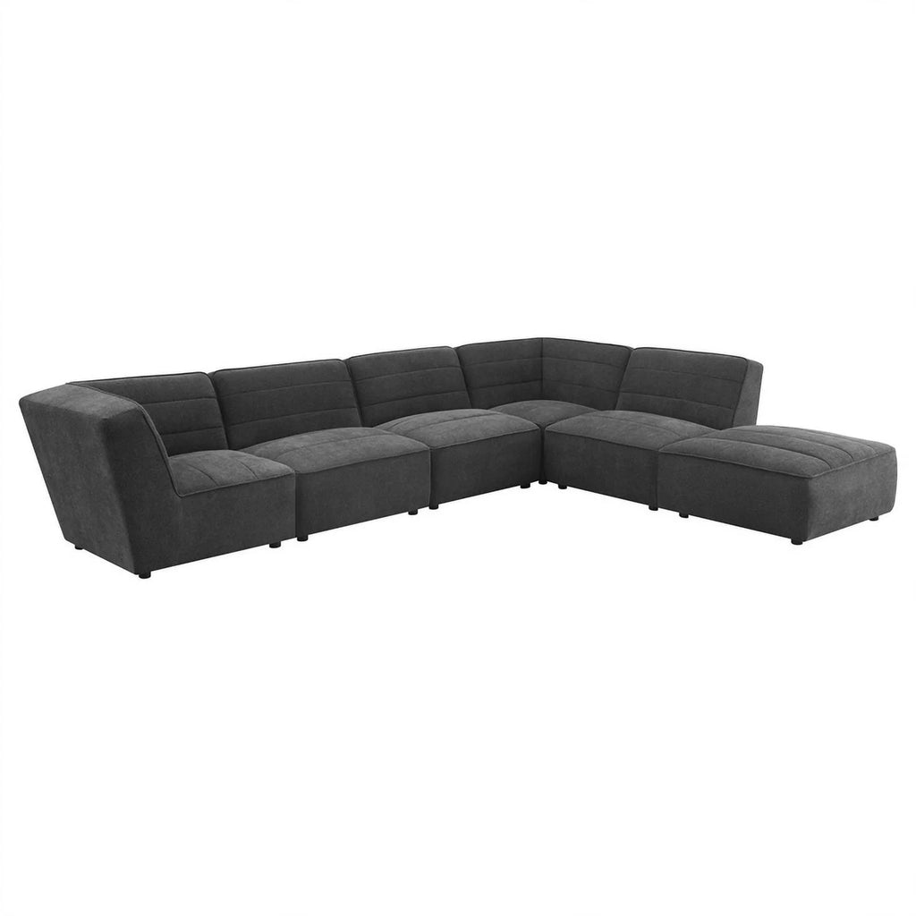Dark Charcoal Upholstered Square Fabric Ottoman E20961