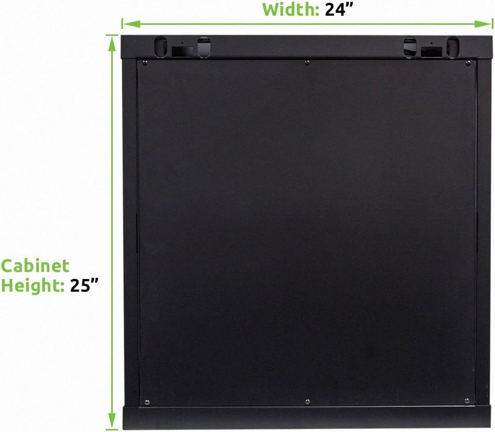 12U Wallmount Cabinet Enclosure 19-Inch Server Network Rack with Locking Glass Door Black with Shelves O3453