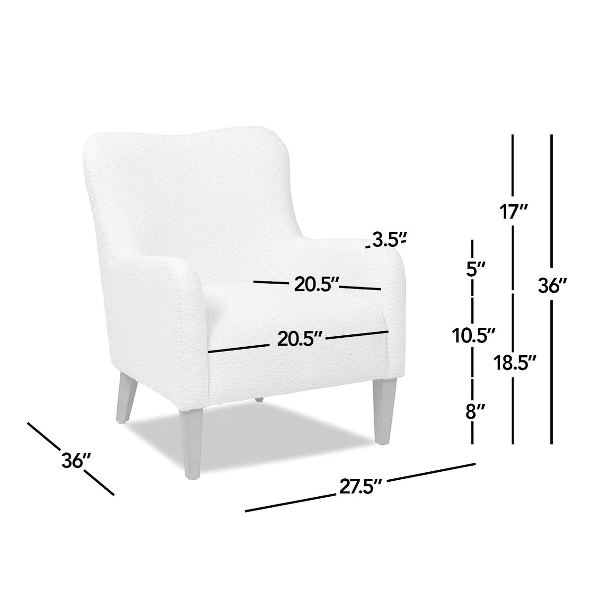Ivory White Boucle Accent Chair Z4271